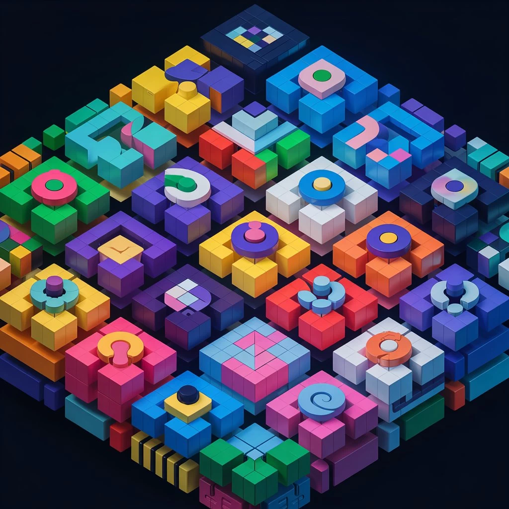 AI generated pixel graphics on a grid