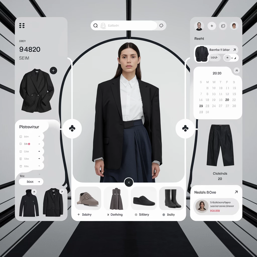 UI UX screens showing fashion web templates