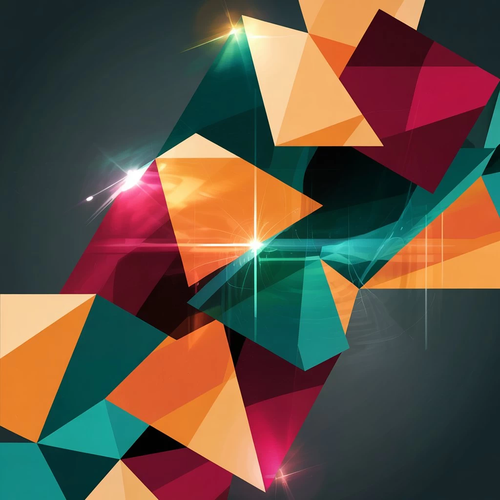 Colourful abstract geometric patterns on a digital layout