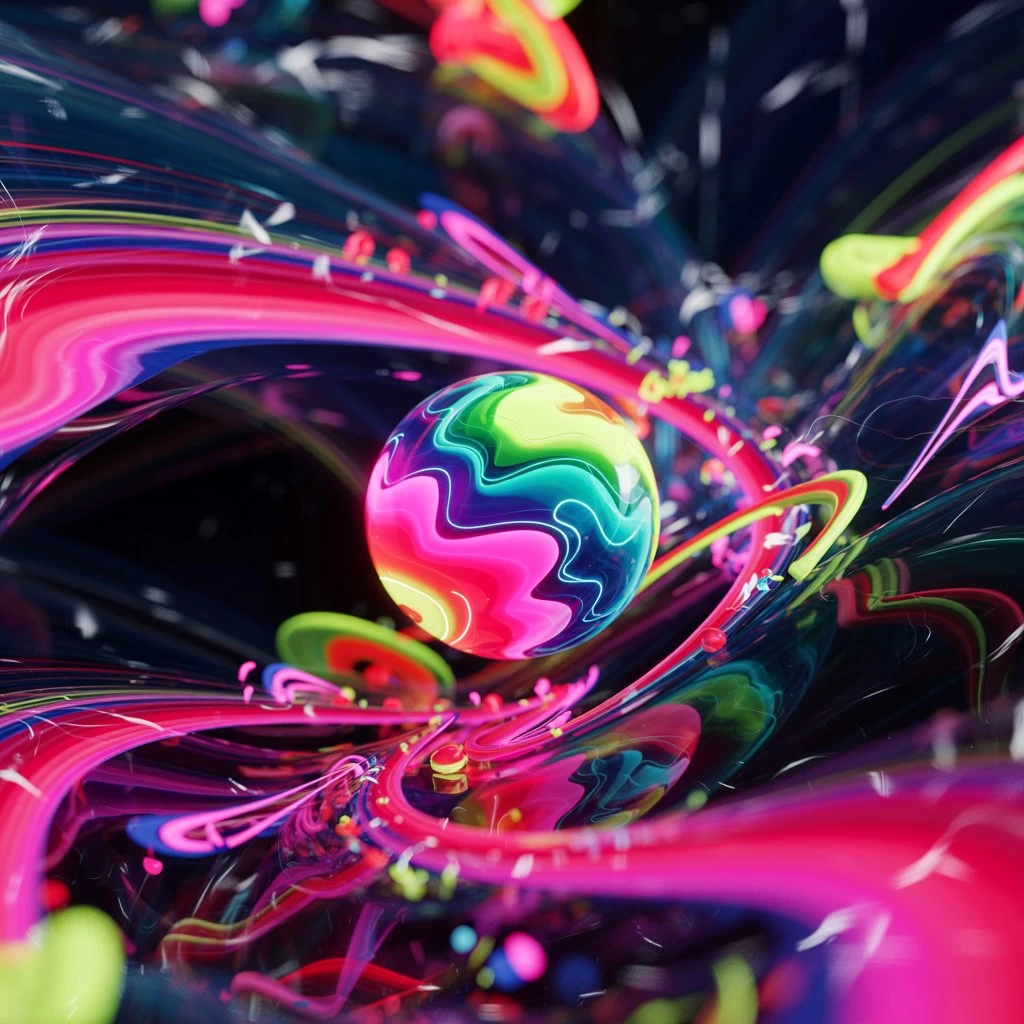 Psychedelic landscape with glowing colours generated by AI